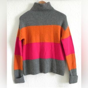 C&C California Gray Sweater with Orange and Pink Stripes
